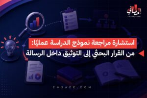 استشارة مراجعة نموذج الدراسة عمليًا من القرار البحثي إلى التوثيق داخل الرسالة